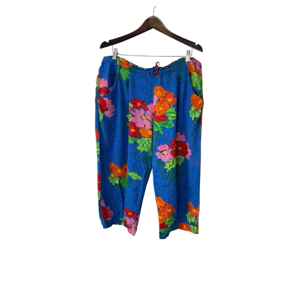 Jams World Crop Pants Bluquet Size L Drawstring Beach Pool Vacation Resort Blue